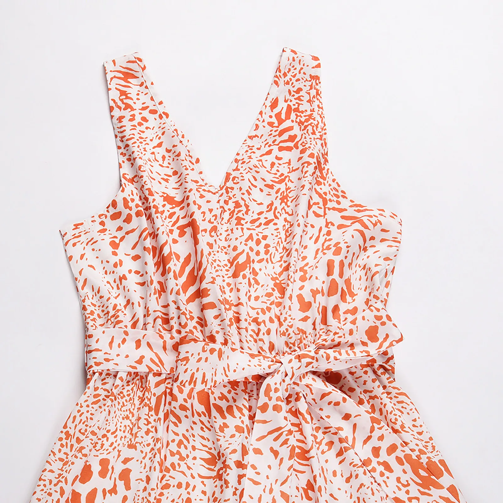 

2021 Dress Fashion Summer Large Size Loose Sling Sleeveless Women's Dress Sleeveless Printing Sling V-neck Ankle-length Dress