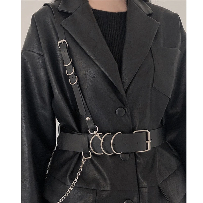 

Fashion Trend Women Gothic PU Leather Harness Belts Body Bondage Waist Straps Punk Rock Stylish Accessories Lady Party Belt Gift