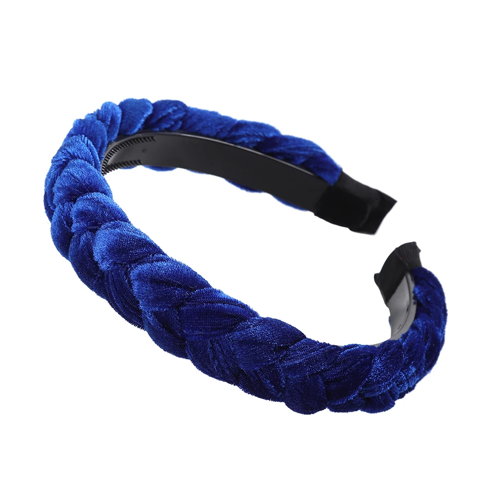 Royal Blue Velvet Моланские осенние аксессуары для волос, широкие блестящие плетеные повязки для волос, плетеные повязки для волос, модные повязки для волос, ободок, головной убор - Цвет: Royal Blue Velvet