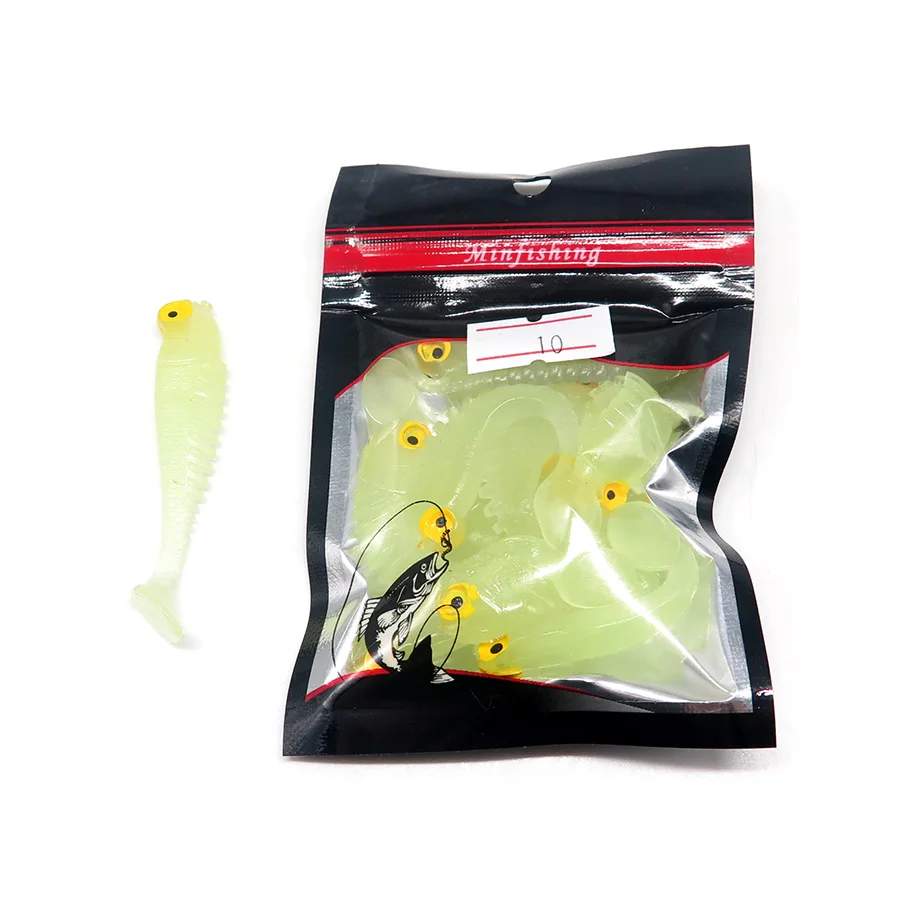Minfishing 10 шт./упак. гибкая мягкая силиконовая маленькая рыба светящаяся воблер