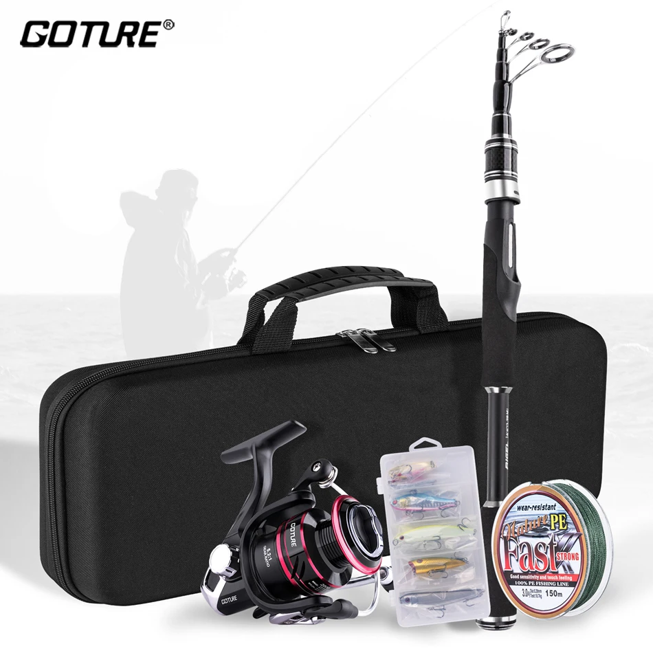 Goture Portable Telescopic Fishing Rod Spinning or Casting Rod 1.68M 1.98M 2.25M 2.52M Power M 24T Carbon Fiber