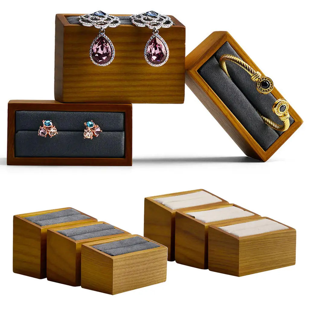 

Wooden Jewelry Display Holder Stand for Ring Bracelet Earrings creamy white