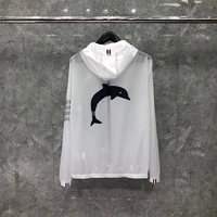 tb thom jackets summer mens windbreaker fashion brand mens jackets dolphin designs 4 bar stripe thin uv sunscreen clothing