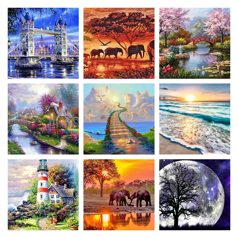 

5D DIY Diamond Painting Kit Full Round Landscape Mosaic Picture Embroidery Sea Garden Scenery Photo New Year Gift 30x40cm