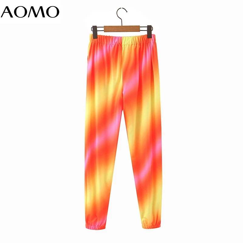 

AOMO fashion women print pants cargo high waist pants loose trousers joggers female sweatpants streetwear SL76A