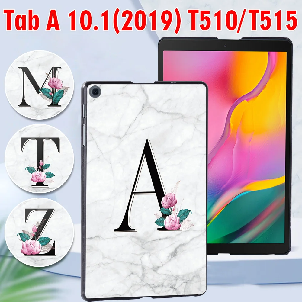 

Tablets Case for Samsung Galaxy Tab A 10.1 2019 T510/T515 26 Letter Printed Plastic back shell Cover + Free Stylus