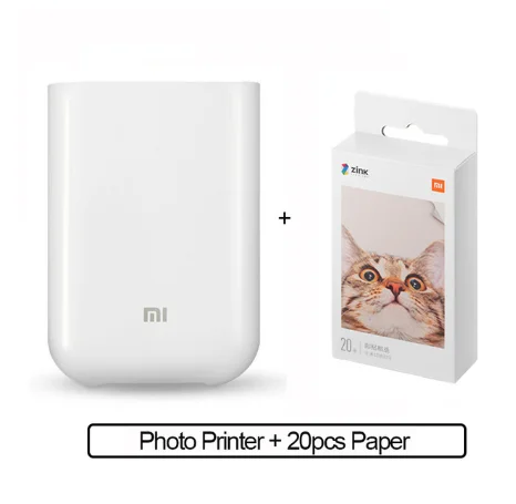 printer add 20 paper Xiaomi mijia AR принтер 300 точек/дюйм портативный фото мини карман с поделкой DIY 500 мАч принтер с картинками Карманный принтер работа с mijia - Цвет: printer add 20 paper