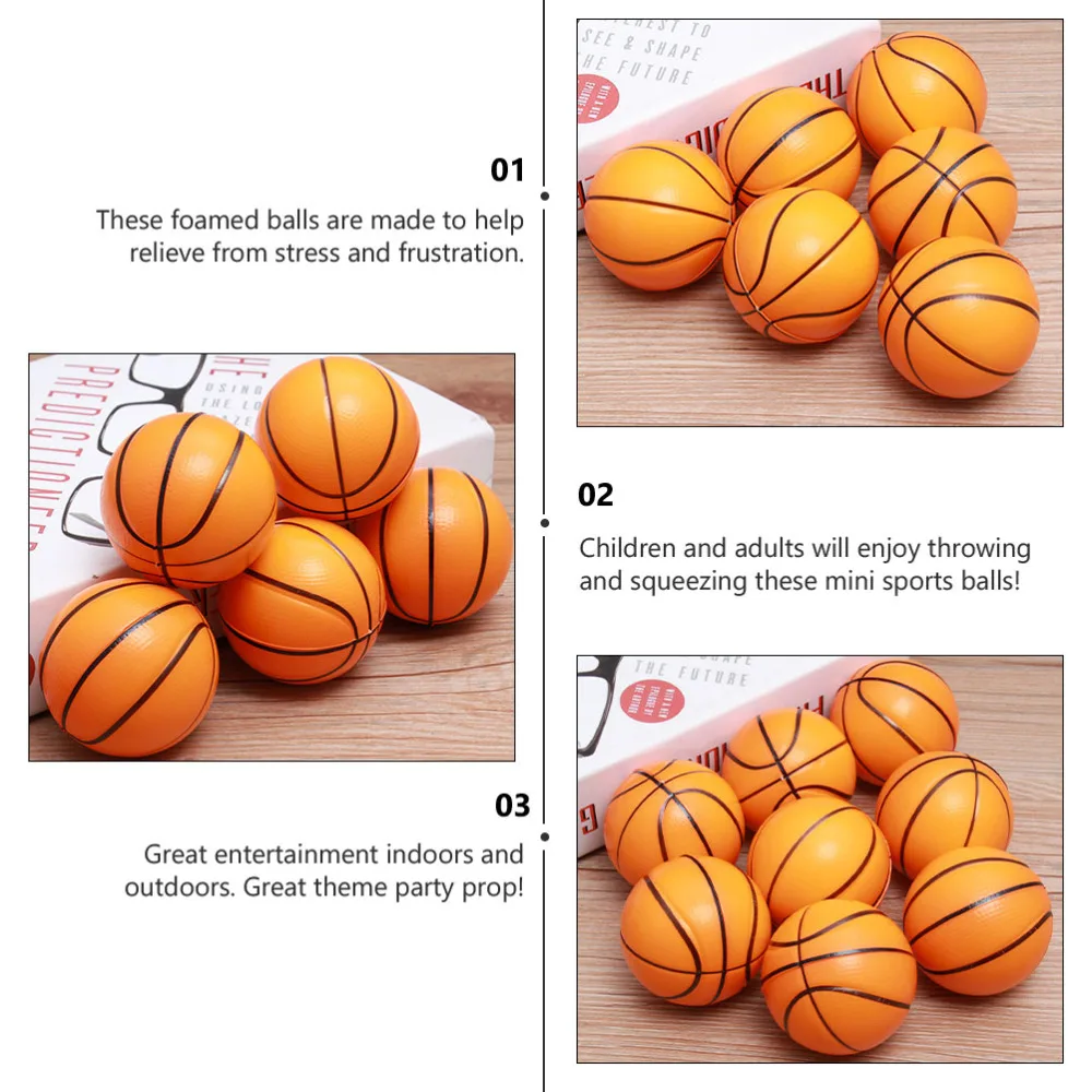 

8Pcs PU Foamed Basketball Stress Balls Creative Relax Toys Balls Kids Toys