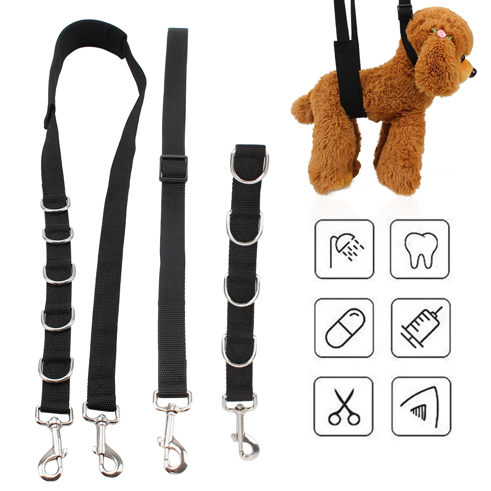 

D-rings Bathing Band Pet Traction Belt Dog Grooming Belt Strap Dog Collar Bathing Hair Cutting Harness Adjustable