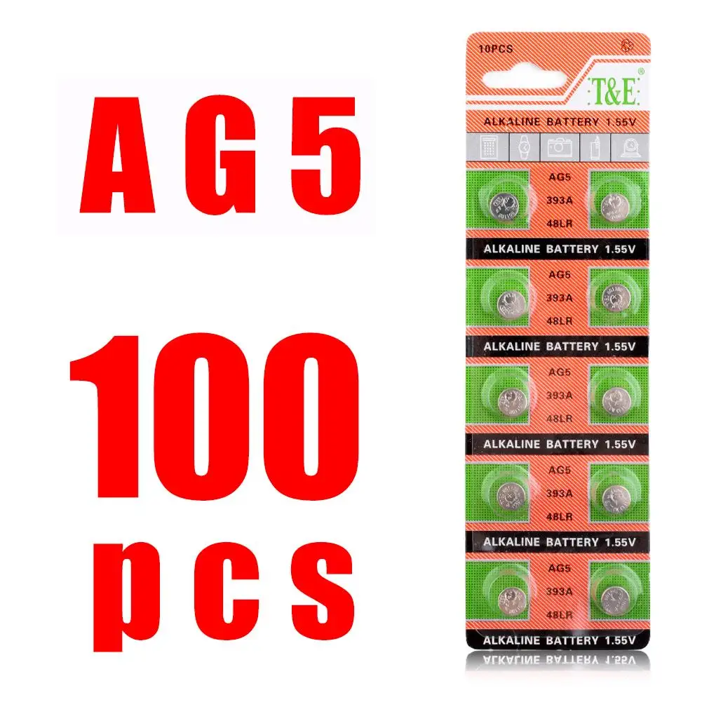 

AG5 393 SR754W SR48 Щелочная монетная Cell кнопочные батареи для часов x 100 1,55 V LR754 G5A 193 393 393A кнопочная Щелочная Монетка