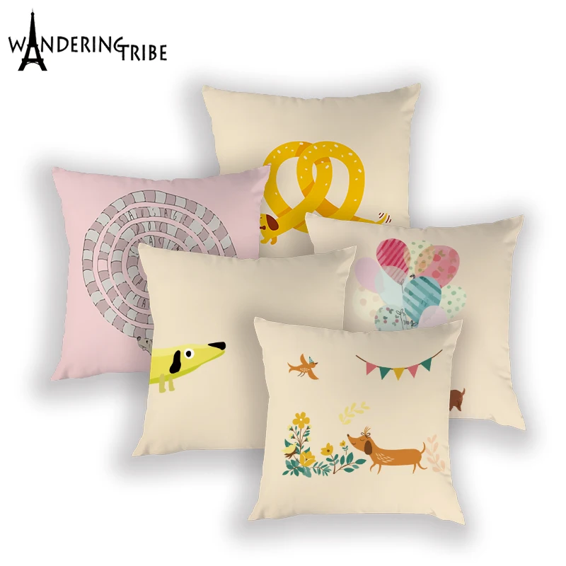 Мультяшный чехол для подушки такса домашние декоративные с принтом наволочки