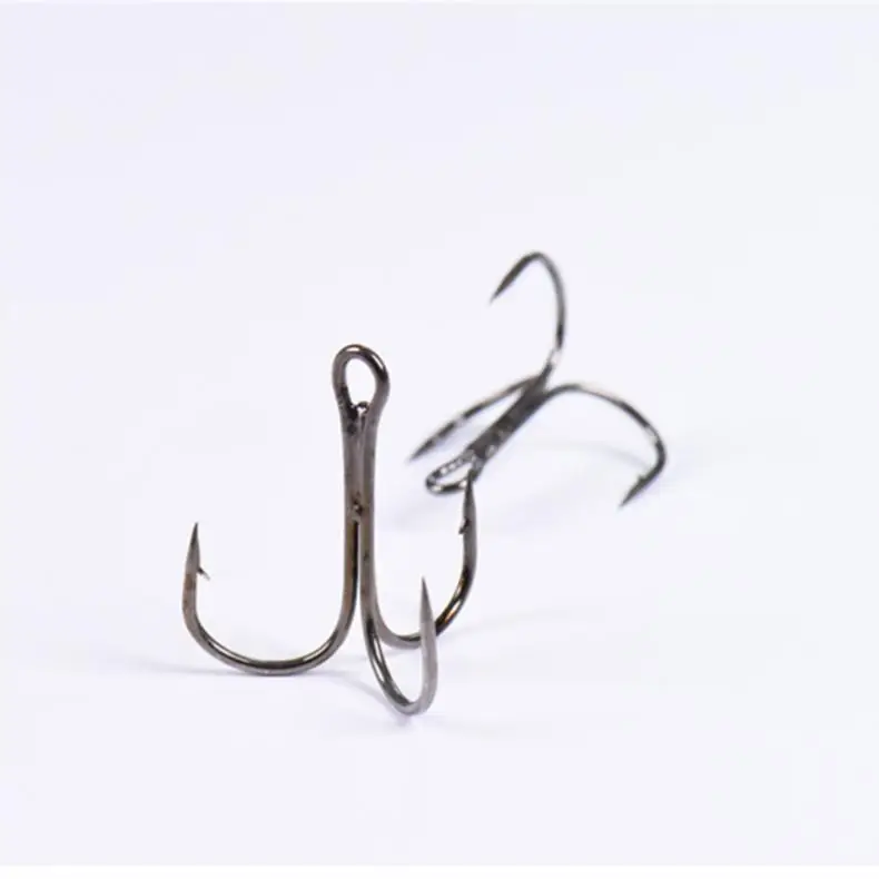 

100pcs/lot Fish Hooks High Carbon Steel Treble Hooks Fishing Tackle 10# 12# Optional