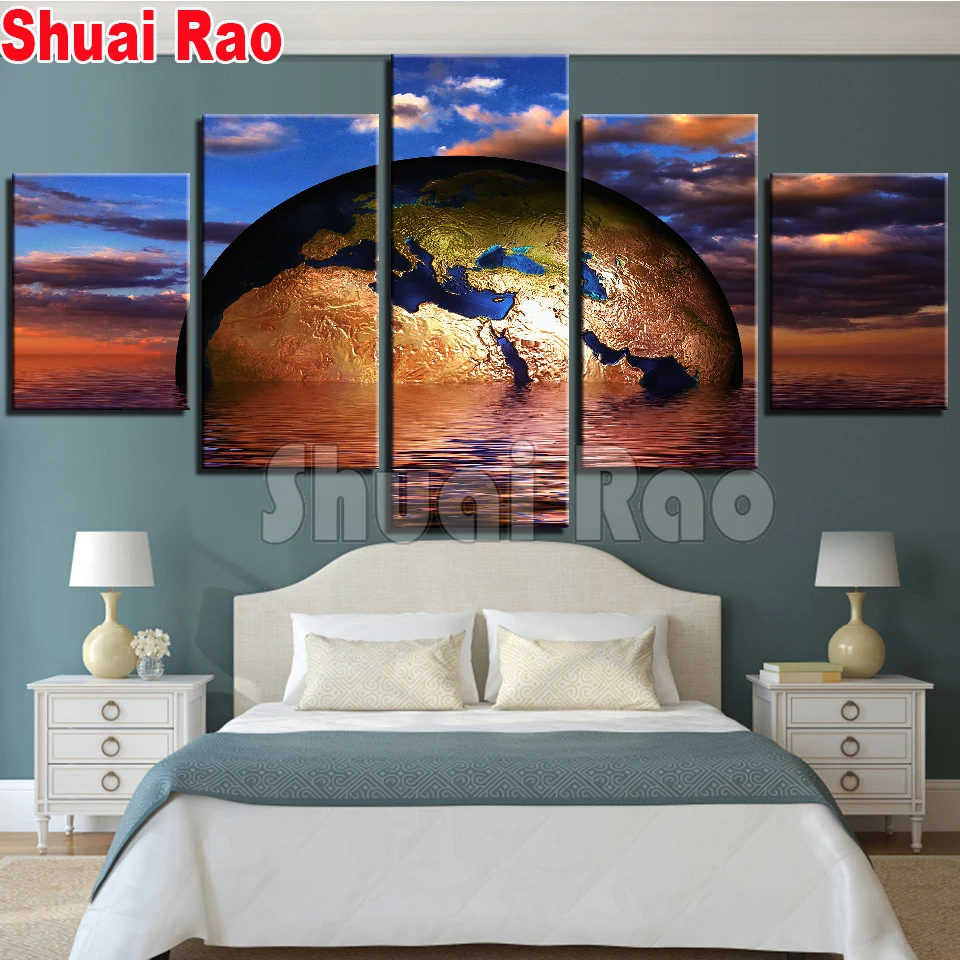 Мульти-панель алмазная вышивка картина земля в море закат полная квадратная