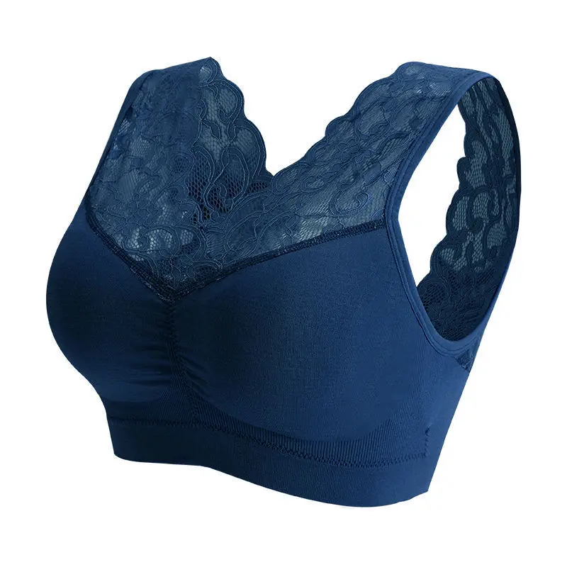 

Seamless breast wrap vest with beautiful back and lace large size no steel ring bra with breast pad Women's tube top sports bras