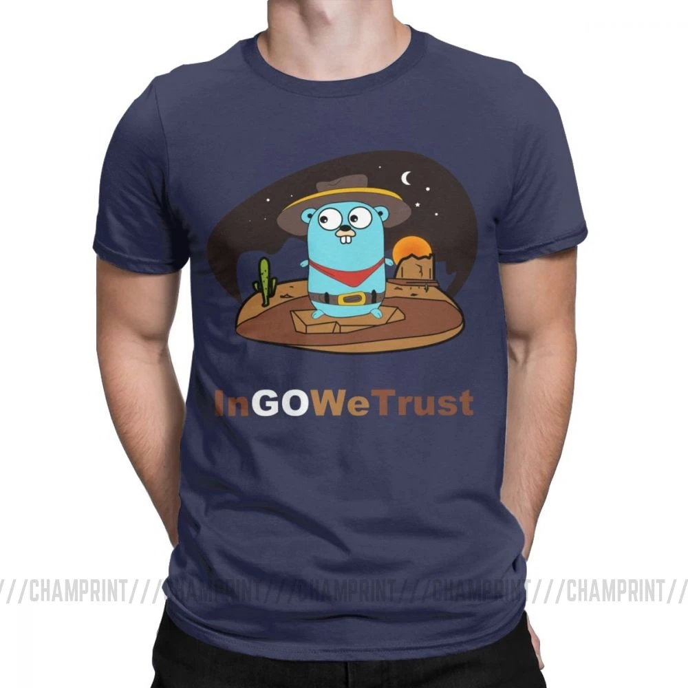 Тёмно-синий Golang Мужская футболка Gopher In Go мы доверяем программисту Программирование футболка кодер кодирование одежда разработчик забавная футболка - Цвет: Тёмно-синий
