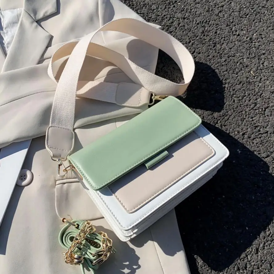 

Contrast Color Leather Crossbody Bags for Women 2020 Travel Handbag Fashion Simple Shoulder Messenger Bag Ladies Cross Body Bag