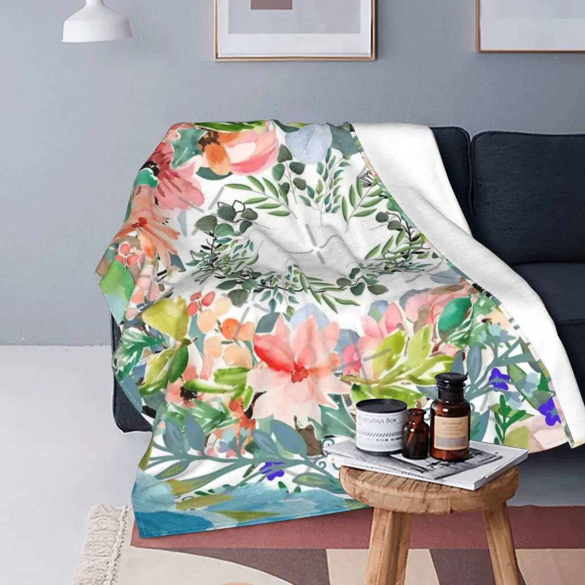 

Manta térmica a cuadros para cama, colcha con estampado Floral, manta ponderada para sofá