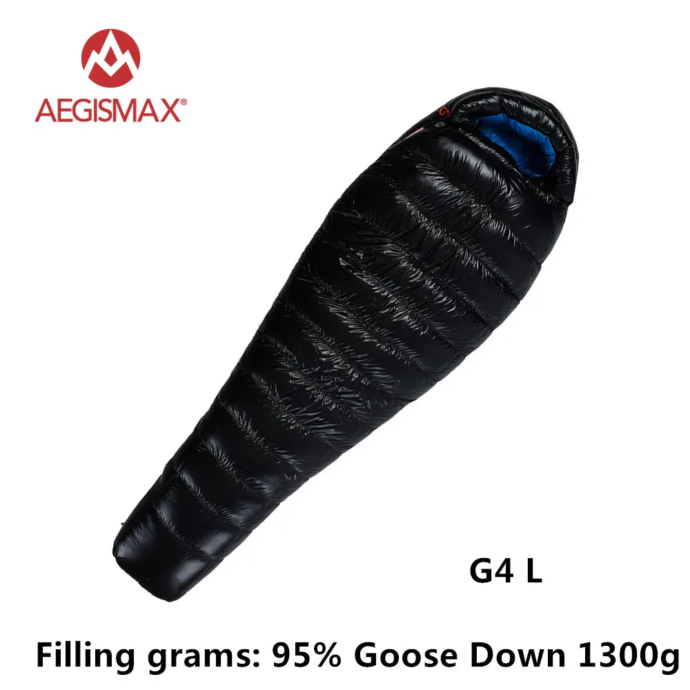 AEGISMAX G серия 95% белый гусиный пух Мумия зимний спальный мешок для кемпинга сверхлегкий дизайн перегородки сплайсинга удлиненный FP800 - Цвет: G4  L black