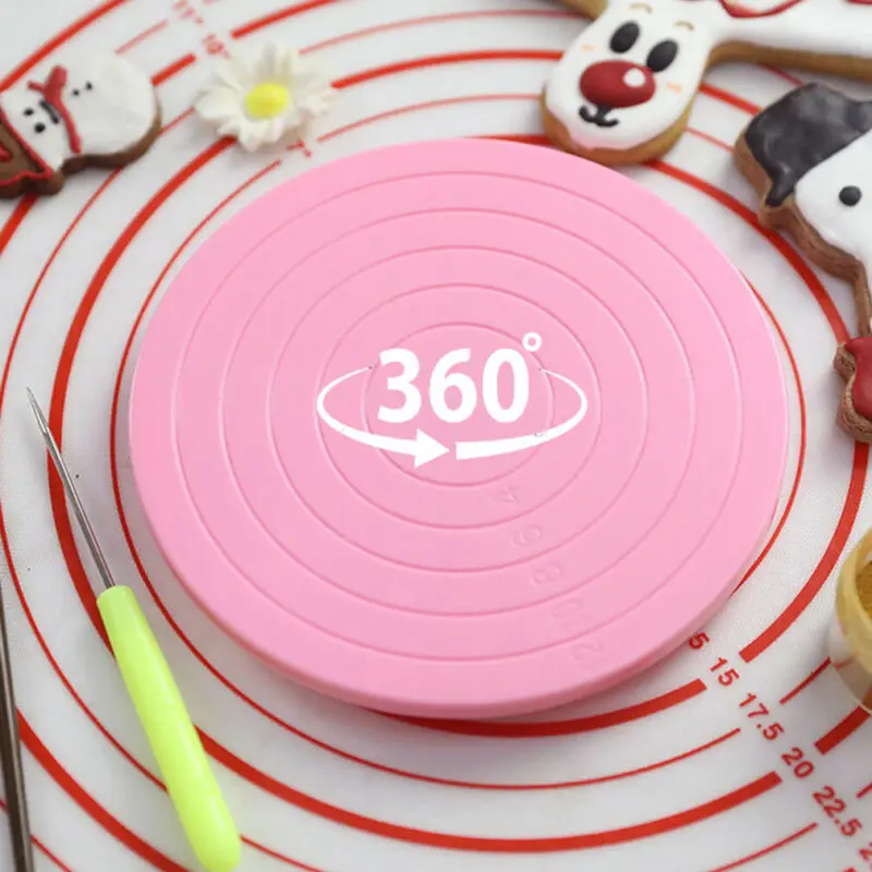 Вращающаяся вращающаяся на 360 градусов круглая розовая форма для торта подставка