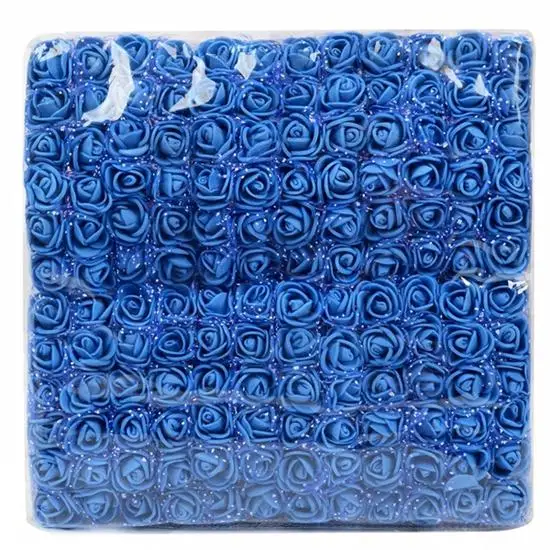 Royal blue 144 шт 2 см Искусственный Мини-Поролоновый букет цветов розы многоцветные свадебные цветочные украшения искусственные цветы для скрапбукинга венок - Цвет: Royal blue