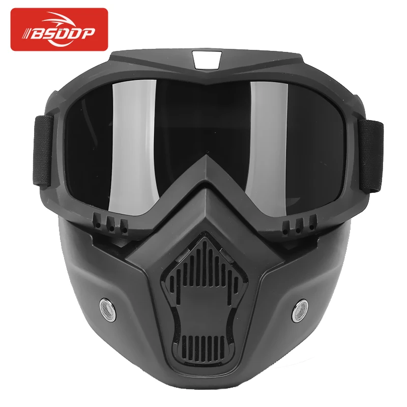 Motorcycle half helmet or vintage helmet modular mask detachable goggles and mouth filter for Piaggio For Yamaha For KTM For BMW
