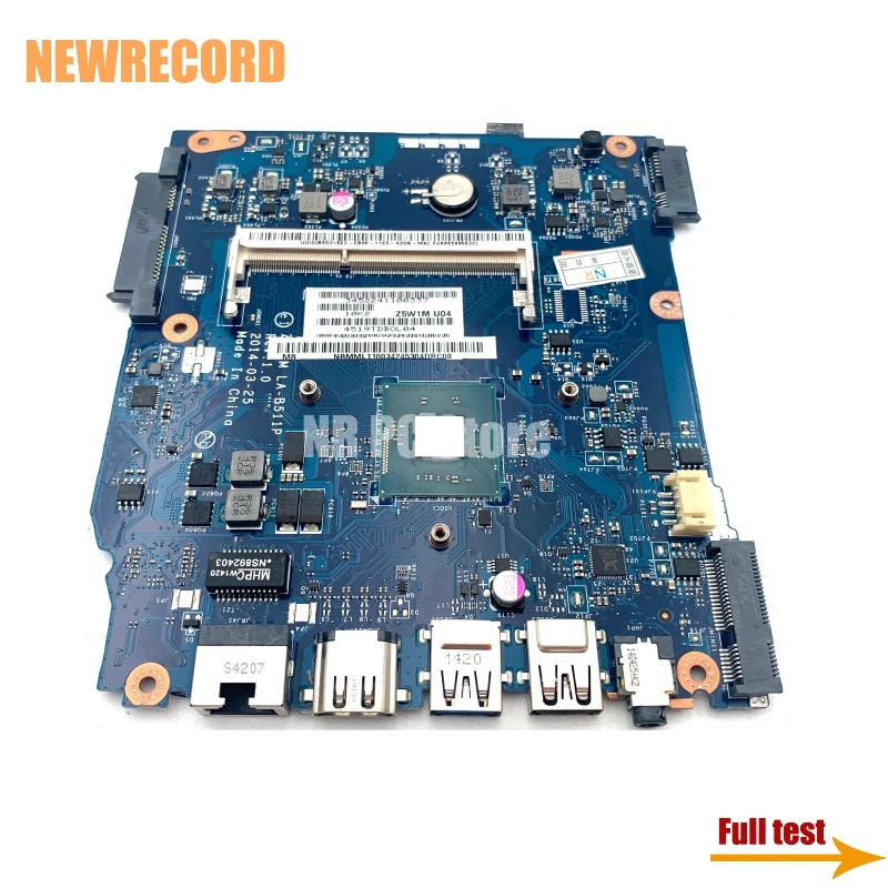 NEWRECORD  For Acer ES1-511 Laptop Motherboard  Z5W1M LA-B511P SR1W2  NBMML11001 NBMML11002 NBMML11003 N2830 CPU  100% working