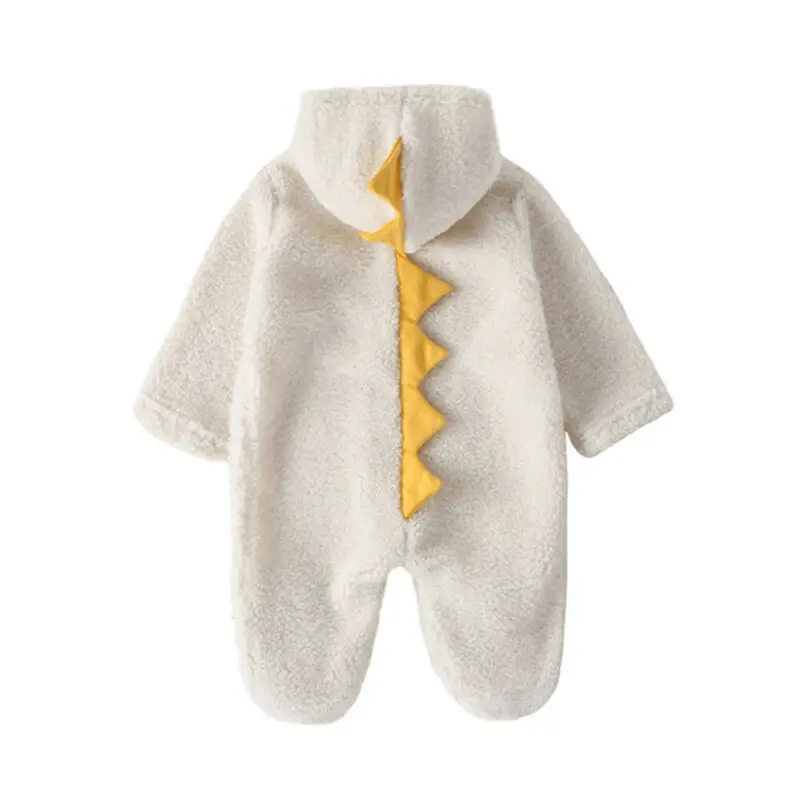 

Baby Boy Girl Newborn Dinosaur Jumpsuit Fur Fleece Hooded Rompers Clothes Outfit