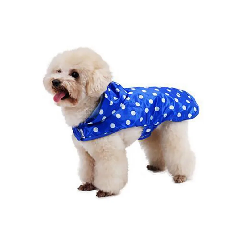 Dozzlor 1 шт. дождевик для собак одежда с капюшоном в синий горошек плащ маленьких и
