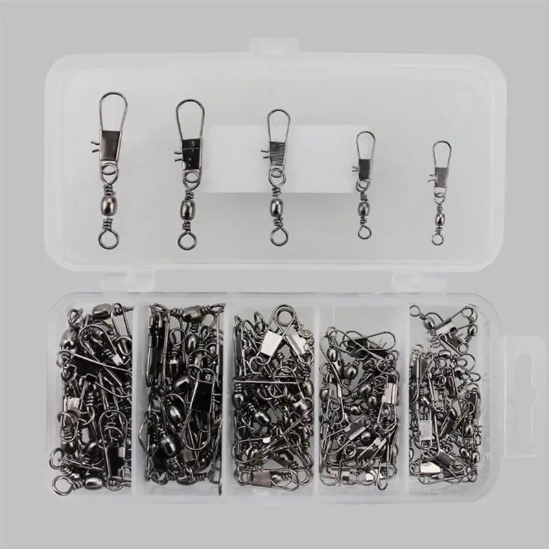 

100 Pcs Barrel Fishing Swivel Bottle-shaped Swivel 8-Shaped Ring + B-Shaped Pin D2TC