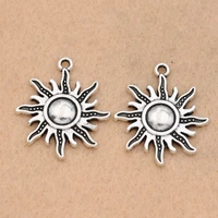 5pcs tibetan silver plated sun charms pendants for jewelry making bracelet findings accessories 28x25mm