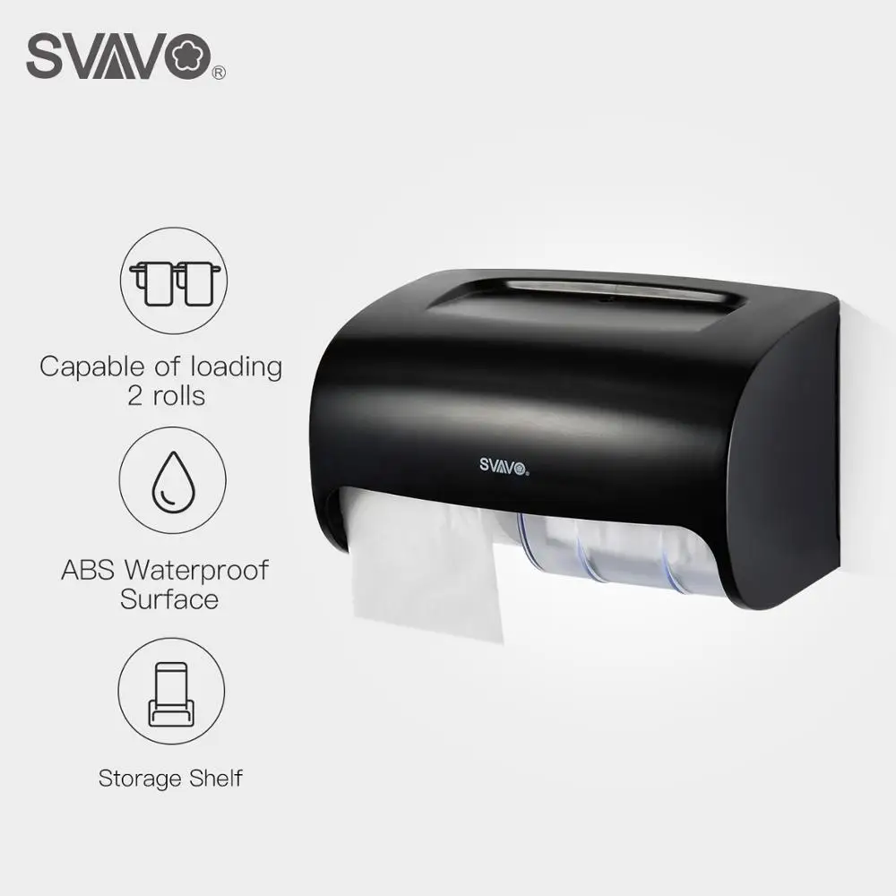 

Wall Mounted Dual Toilet Paper Dispenser ABS Plastic Hotel Toilet Paper Holder