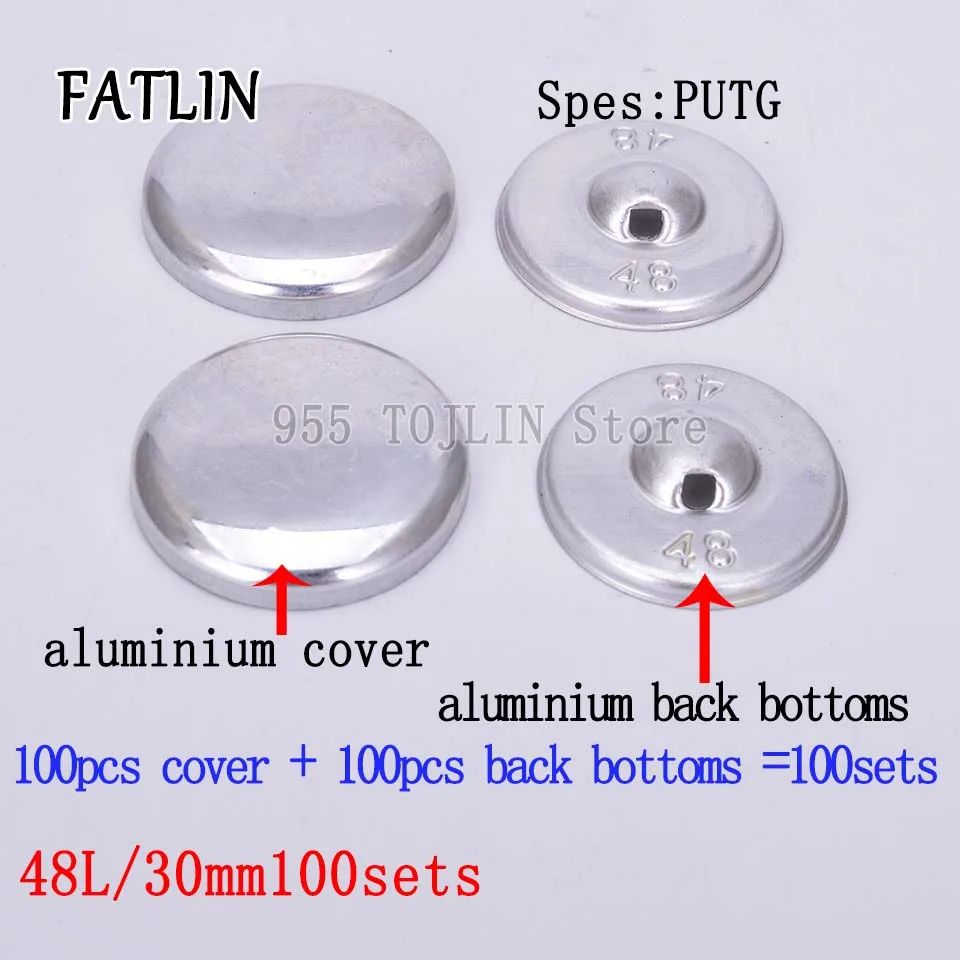 48L-30mm 100sets 100 наборов 16L-80L тканевые пуговицы из покрытой алюминием ткани, ручная работа, металлическая форма хлеба, круглая ткань, аксессуары,, PUTG - Цвет: 48L-30mm 100sets