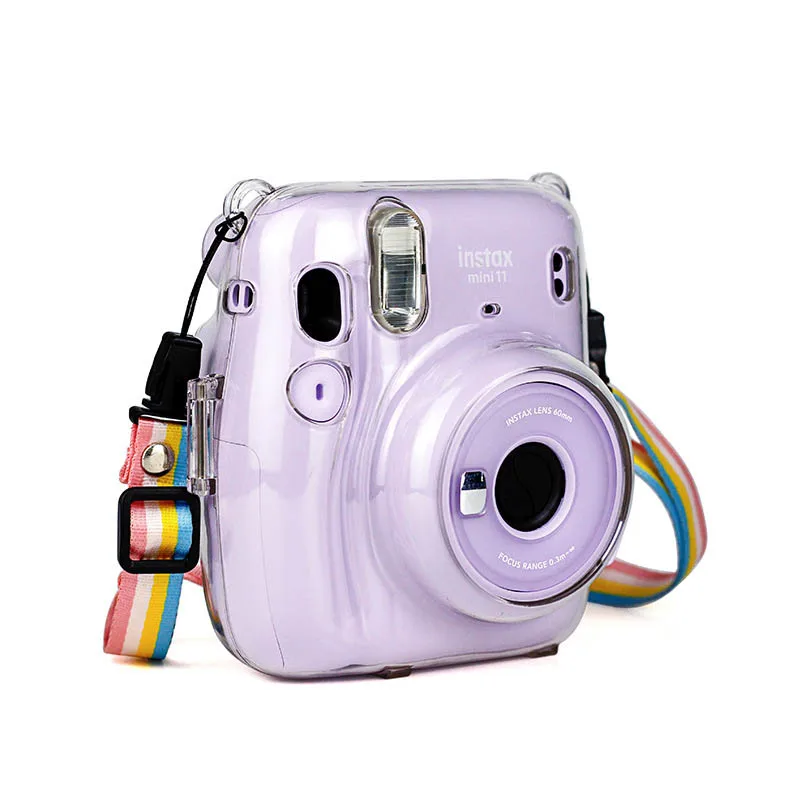 PVC Instax Mini 11 Camera Crystal Case Clear Transparent Shoulder Strap Bag for Protector Fuji Instant Film Shell Cover | Электроника