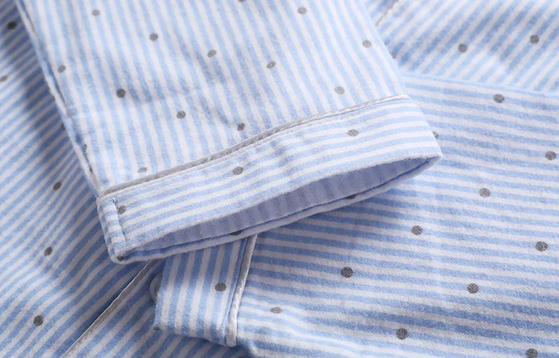 Women Long Sleeve Cute Casual Pajamas Korean Loose Striped Housewear Suits Autumn and Winter Cotton Sleepwear Couple Home Pj Set
