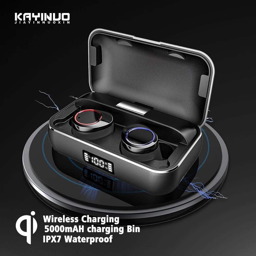 TWS bluetooth наушники 5 0 IPX7 водонепроницаемые HD стерео 5000 мАч настоящие беспроводные