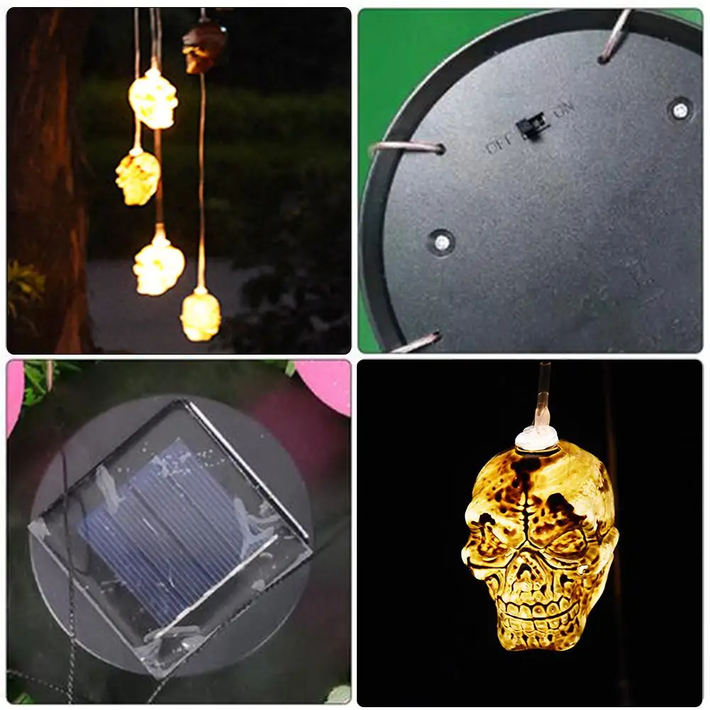 Светодиодный светильник на солнечной батарее с черепом и колокольчиками | Лампы