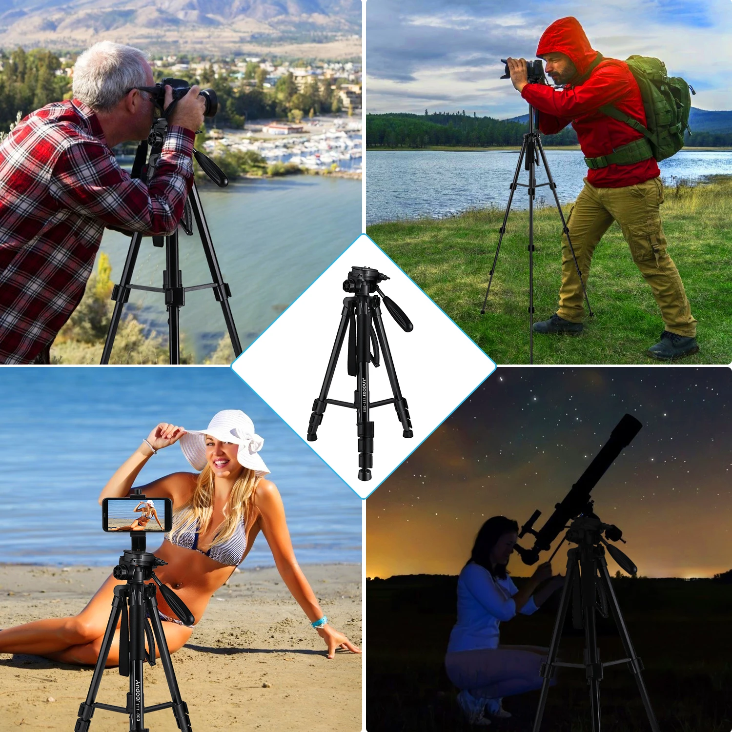 Штатив для фотоаппарата Andoer штатив-Монопод из алюминиевого сплава с 3-сторонней