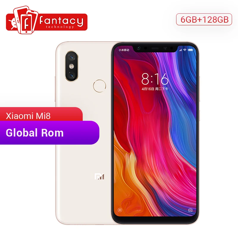 Глобальная ПЗУ Xiaomi Mi 8 6 ГБ 128 Восьмиядерный процессор Snapdragon 845 21 дюйма 1080P AMOLED