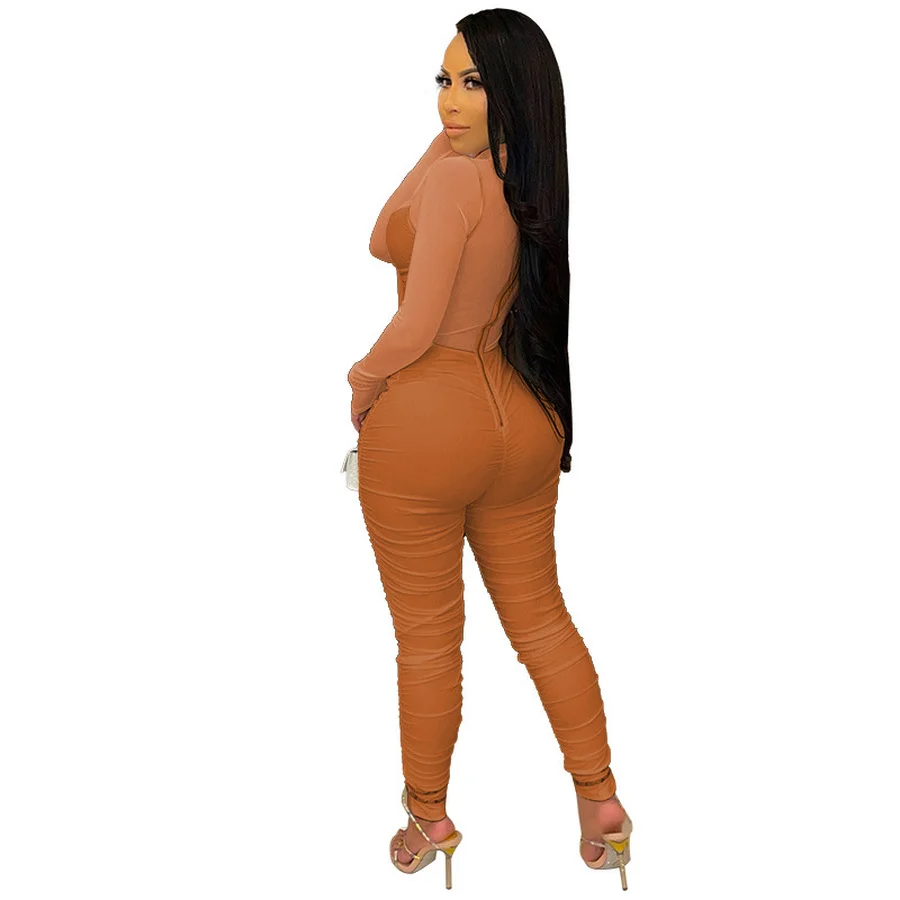 

New Plus Size Sexy Bodycon Jumpsuit Women 4XL 5XL Long Sleeve Bow Tie Skinny Ruched Club Party Romper 4 Colors Overalls Femme