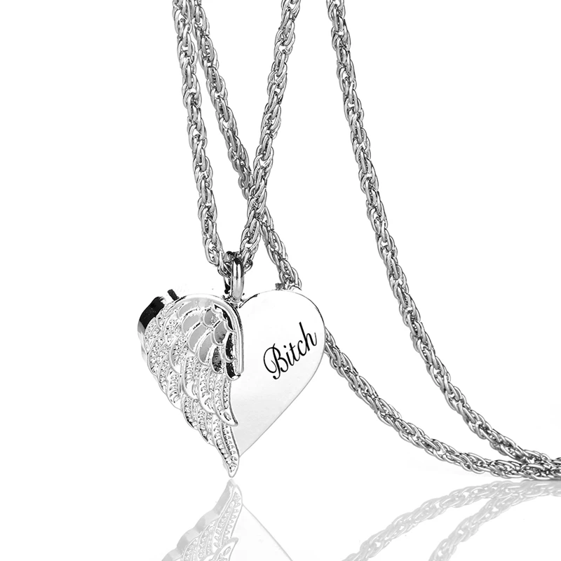 Романтическое женское ожерелье в форме сердца с крыльями ангела подвеска