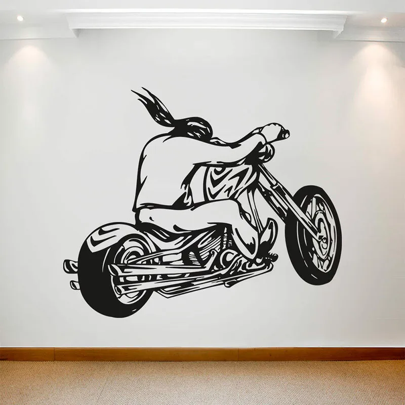 

Motorcycle Rider Wall Decal Motorbike Cool Style Window Vinyl Stickers Boys Bedroom Man Cave Garage Interior Decor Art E406