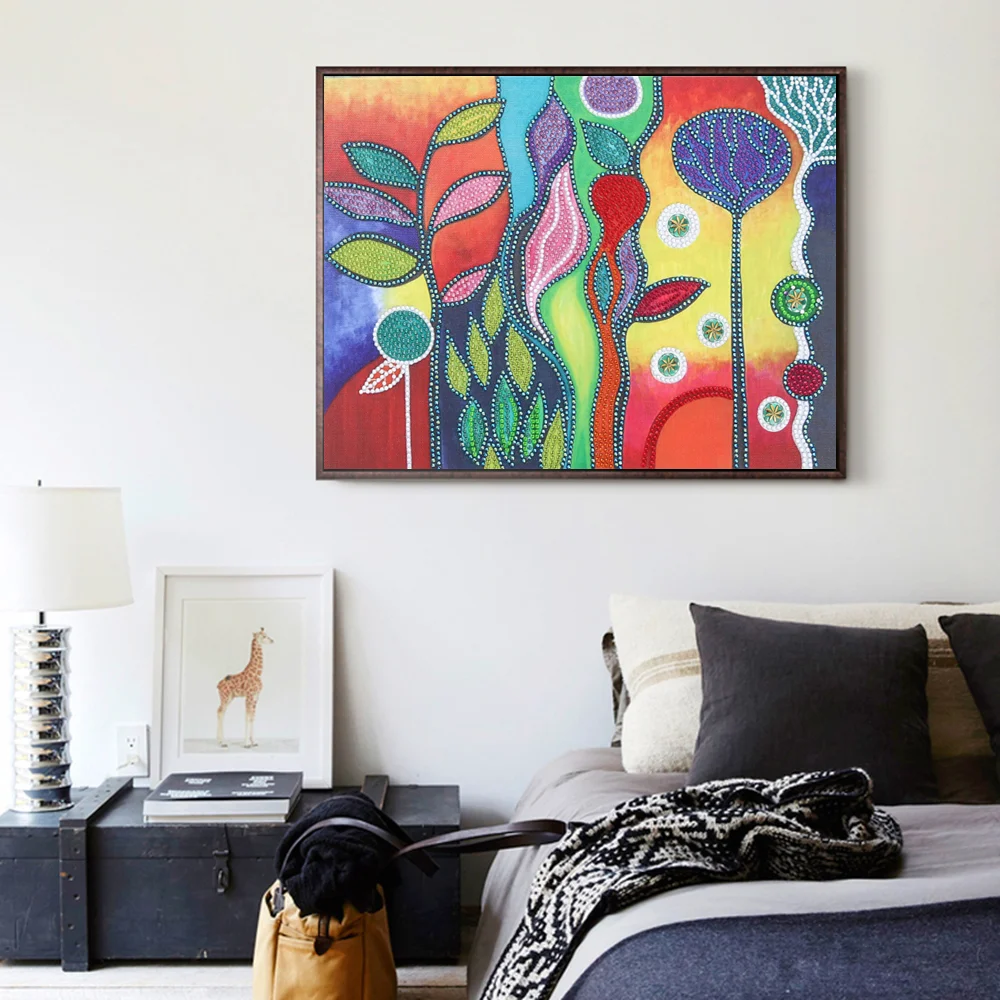 

5D Partial Drill Cross Stitch Kits Crystal Rhinestone of Picture Special Shaped Diamond Tree Leaves Paint Embroidery Arts Craft