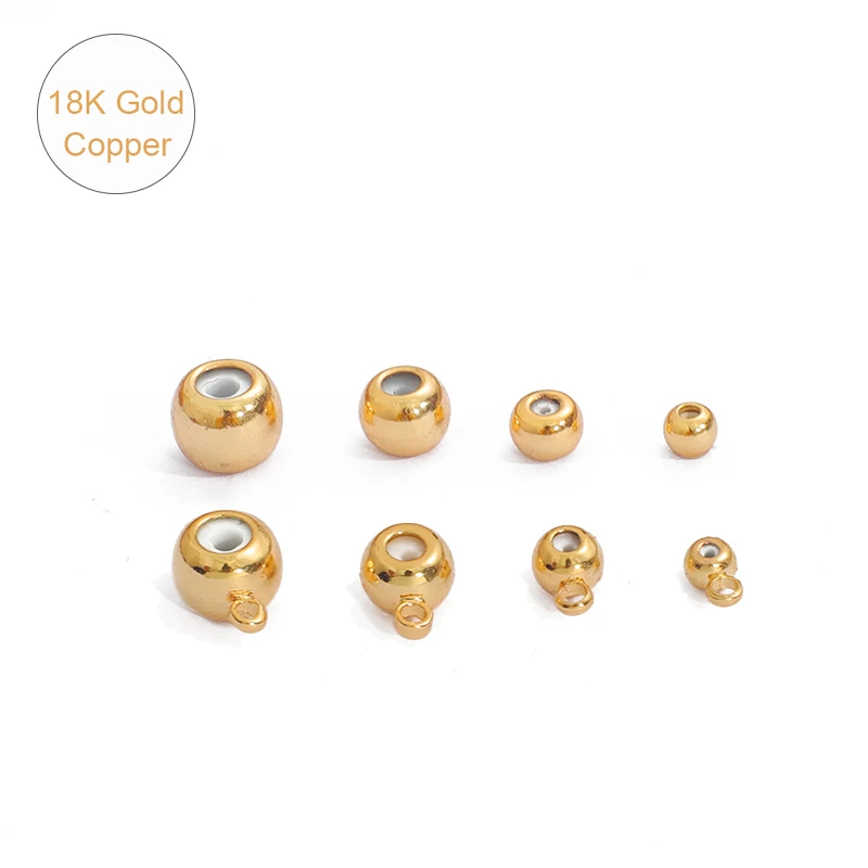 

18K Gold Plated 1Pc 3 4 5 6mm Copper inside Silicone Positioning Adjusted Beads DIY Jewelry Findings Accessories Chain Necklace