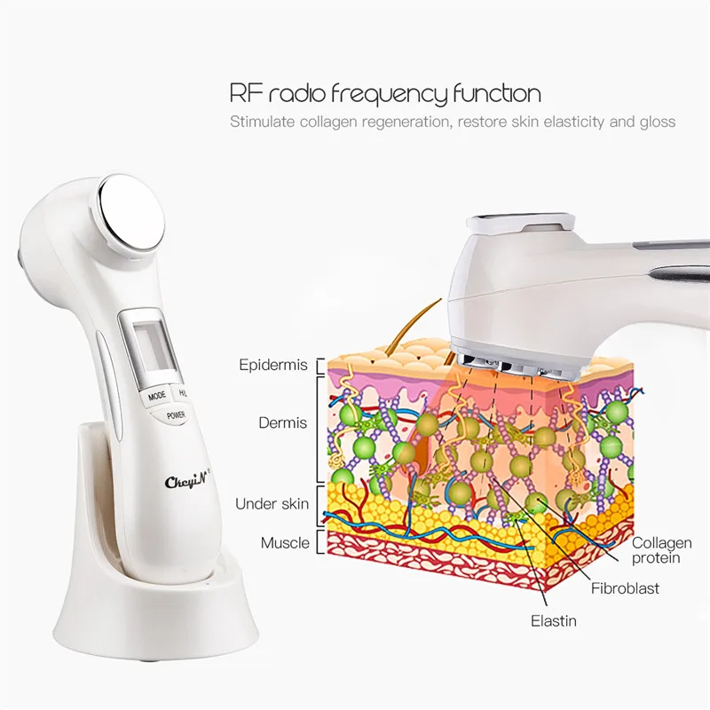 

6 in 1 RF EMS Electroporation LED Light Photon Radio Salon Face Lifting Tightening Facial Deep Cleaning Massager Beauty Device