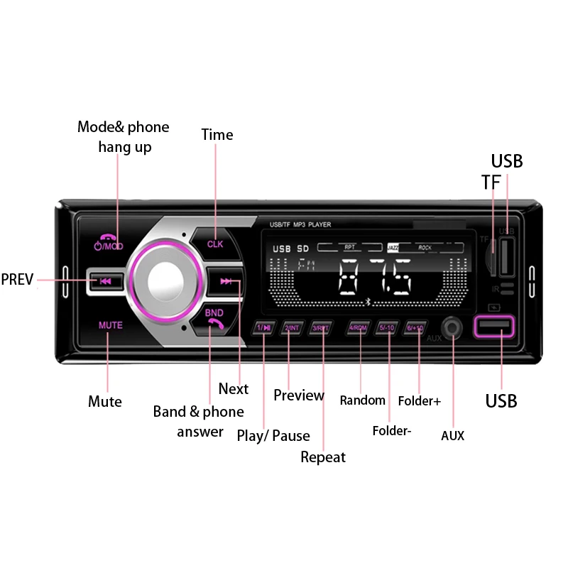 Универсальный USB LCD MP3 стерео радио музыкальный плеер для автомобиля 1din Auto AUX-IN Hand