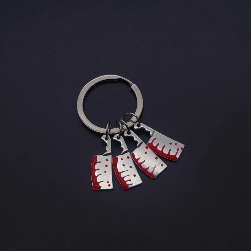 4 Кухонные красные ножи тибетского серебра брелоки-ножи Ключи от мертвых Кольцо подарка Хэллоуин Ведьма Ювелирные изделия ручной работы.