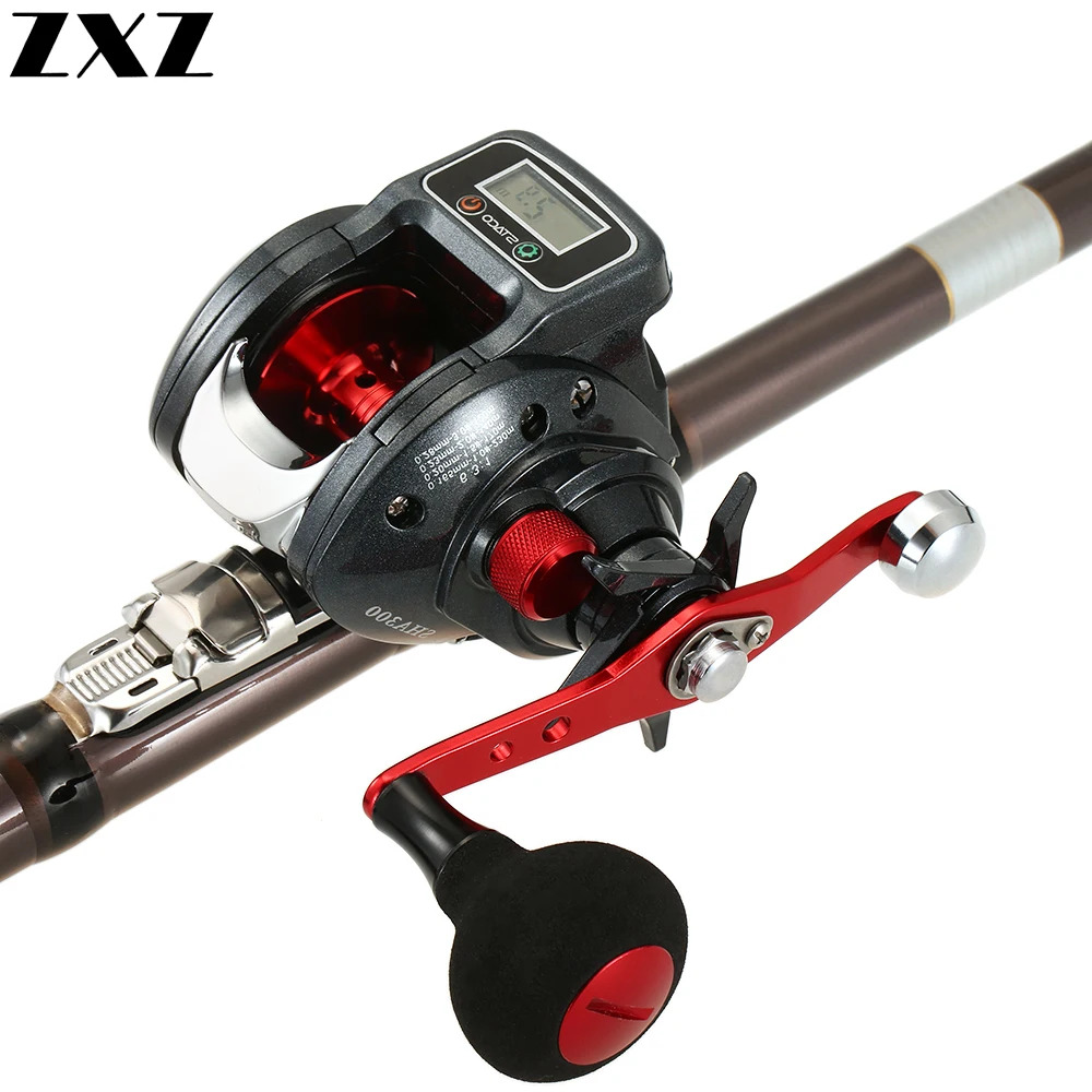 Electric Digital Display 16+1 Ball Bearing Left / Right Ice Fishing Reel Baitcasting Line Counter Reel 6.3:1 Casting Reel Gear