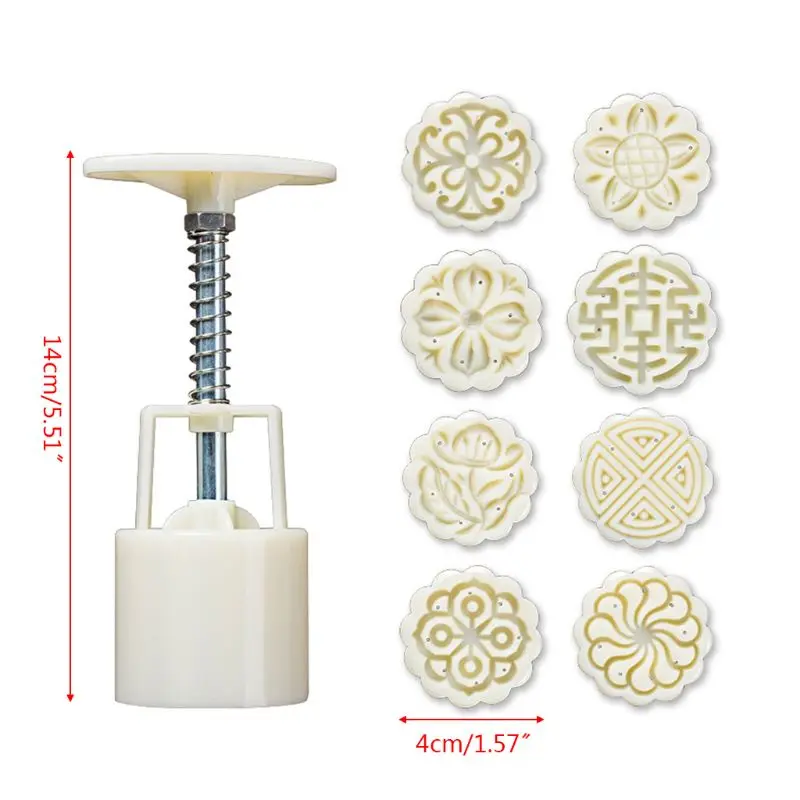 

8pcs Hand Press Cookie Stamp Moon Cake Decor Mould Barrel Mooncake Mold 25g DIY