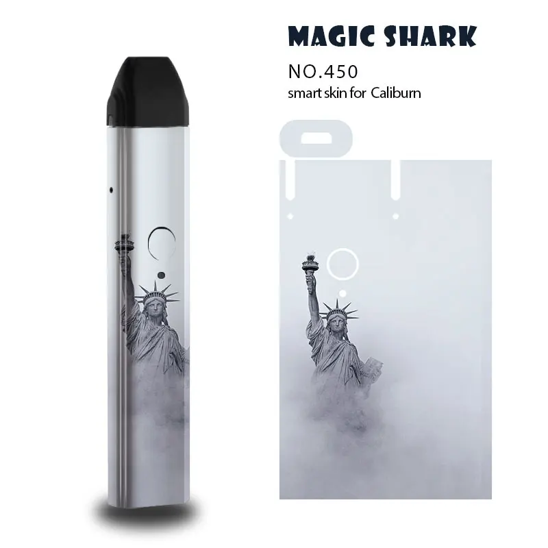 Magic Shark Skeleton Cross God Statue of Liberty Case Wrap Film 2.5D Stereo PVC Sticker Cover for Uwell Caliburn 443-456 | Мобильные