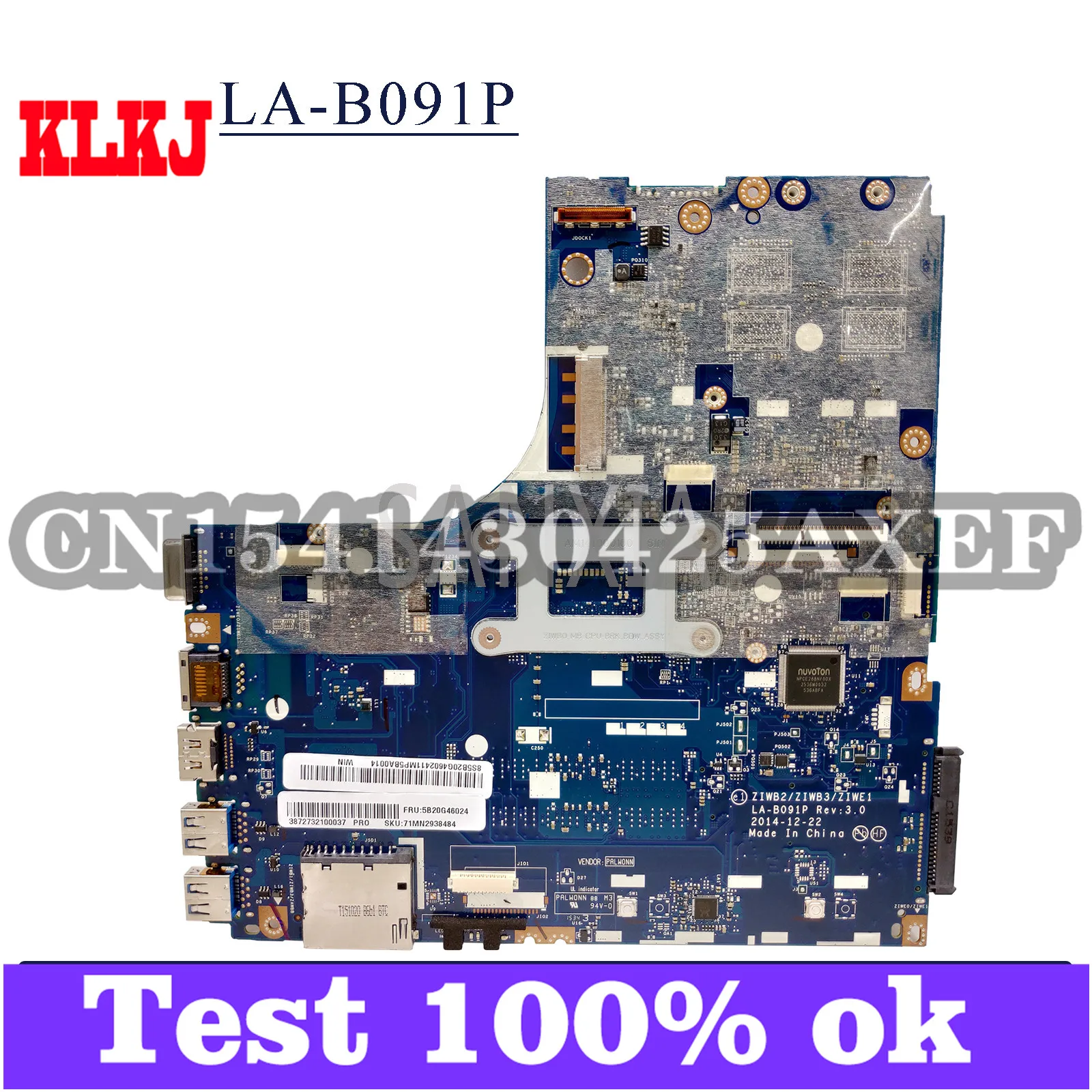 

KLKJ LA-B091P Laptop Motherboard For Lenovo B50-70 Original Mainboard I5-4210U/4200U R5-M230